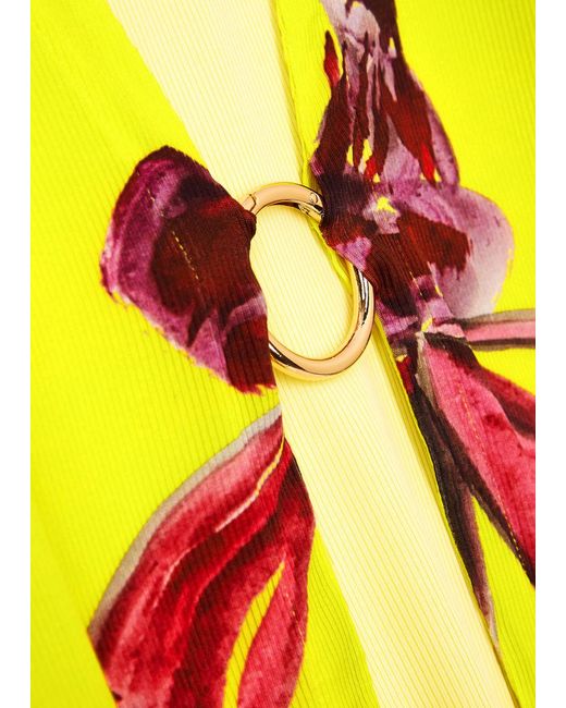 Louisa Ballou Floralprint Stretchjersey Cardigan in Yellow Lyst