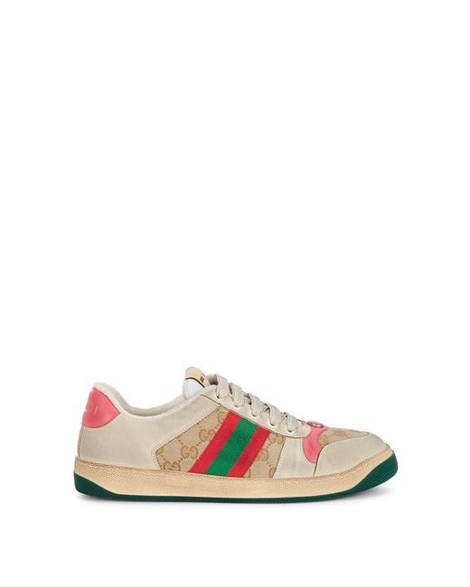 Gucci White And Pink GG Screener Sneakers