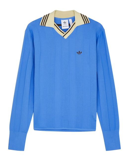 Wales Bonner Blue X Wales Bonner Knitted Polo Jumper