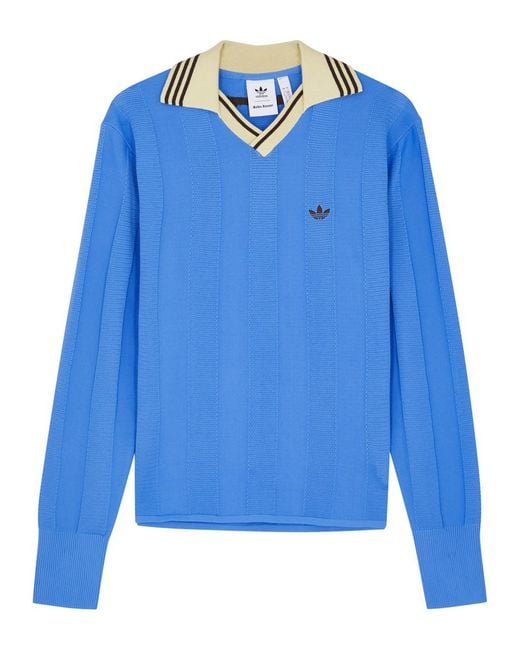 Adidas Blue X Wales Bonner Knitted Polo Jumper