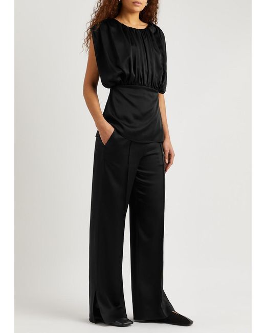 Jil Sander Black Wide-leg Satin Trousers