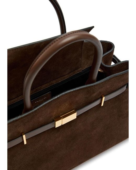 DeMellier London Brown The Hudson Midi Suede Top Handle Bag