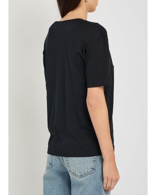 Totême Black Scoop-Neck Cotton And Silk-Blend T-Shirt