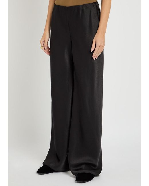 Vince Black Fluid Satin Bias Trousers