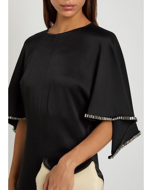 Stella McCartney Black Embellished Satin-Crepe Maxi Dress
