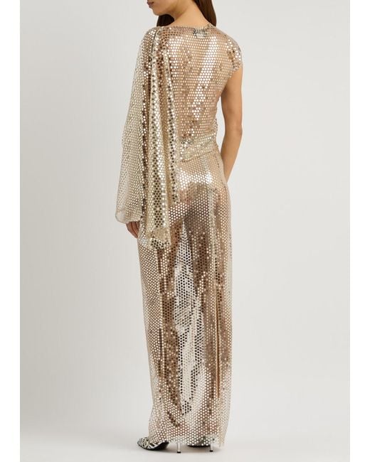 ‎Taller Marmo Natural Sequin-Embellished Asymmetric Tulle Dress