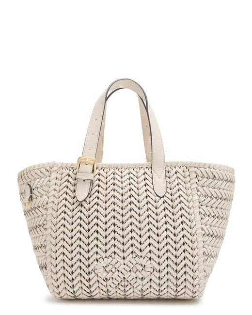 Anya Hindmarch White The Neeson Small Woven Leather Tote