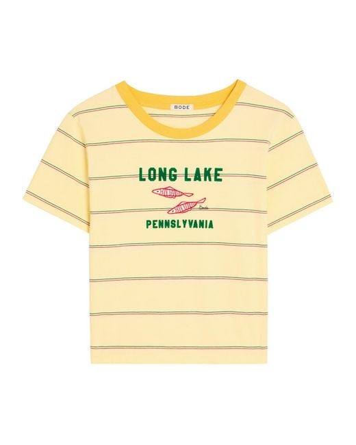 Bode Yellow Summertime Striped Cotton T-Shirt