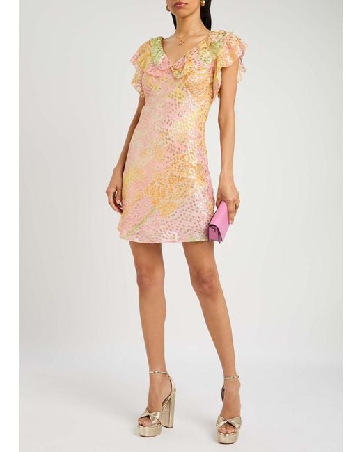 Never Fully Dressed Pink Tilda Printed Chiffon Mini Dress