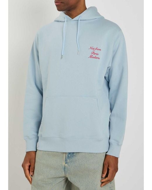 Drole de Monsieur Blue Le Hoodie Embroidered Hooded Cotton Sweatshirt for men