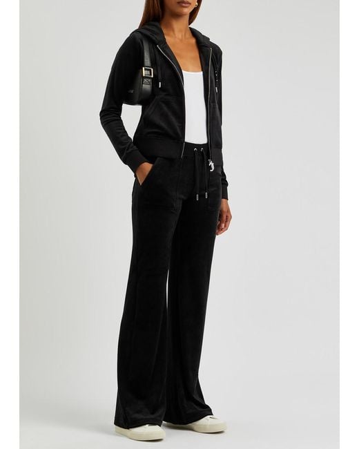 Juicy Couture Black Lala Logo Velour Sweatpants