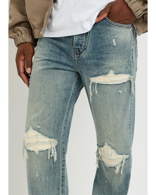Amiri Blue Mx1 Ripped Straight-Leg Jeans for men