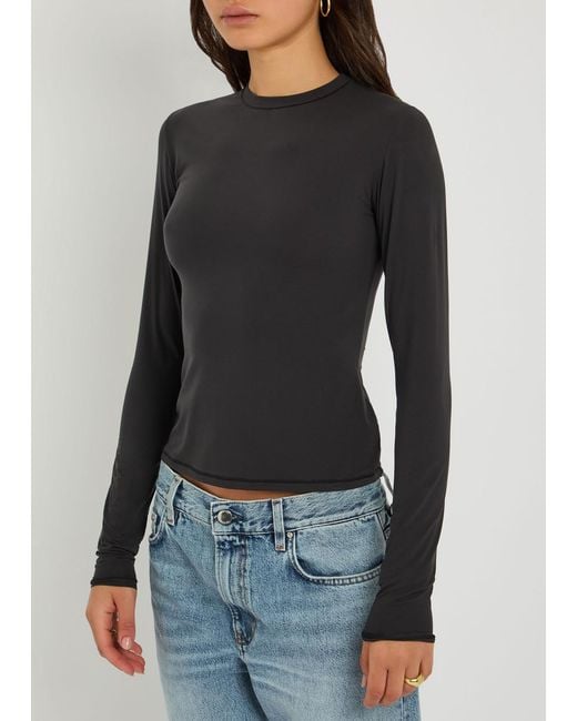 Skims Black Stretch-Jersey T-Shirt