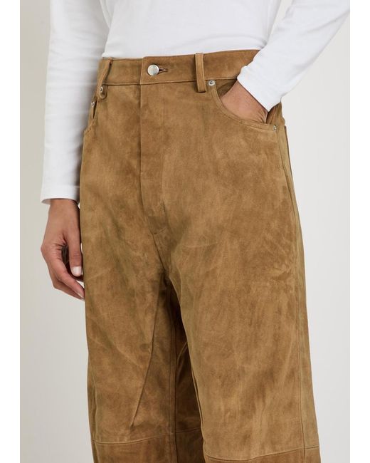 Rick Owens Natural Geth Wide-Leg Suede Trousers for men