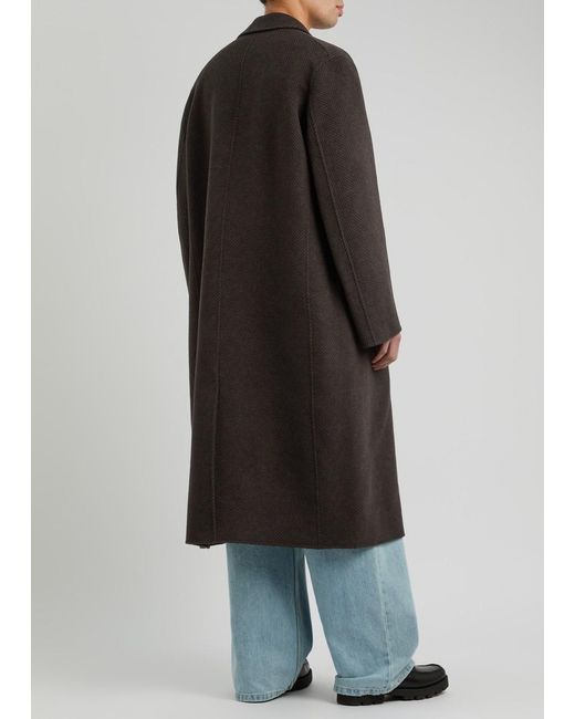 Acne Black Herringbone-Weave Wool-Blend Coat for men