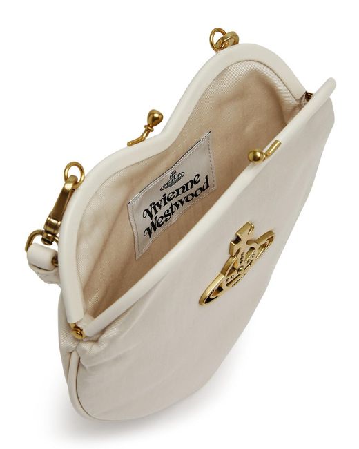 Vivienne Westwood White Belle Heart Moiré Top Handle Bag