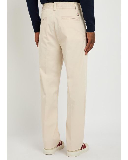 Moncler Natural Straight-Leg Stretch-Cotton Trousers for men