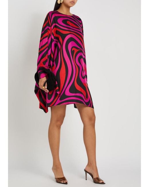 Emilio Pucci Red Printed Silk-Twill Mini Kaftan