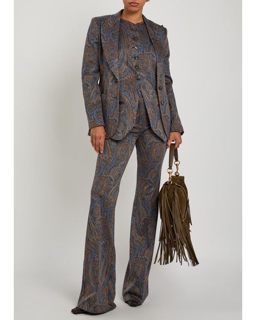 Etro Blue Paisley-Jacquard Blazer