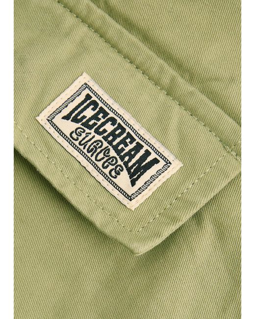 ICECREAM Green Logo-Appliquéd Twill Cargo Trousers for men