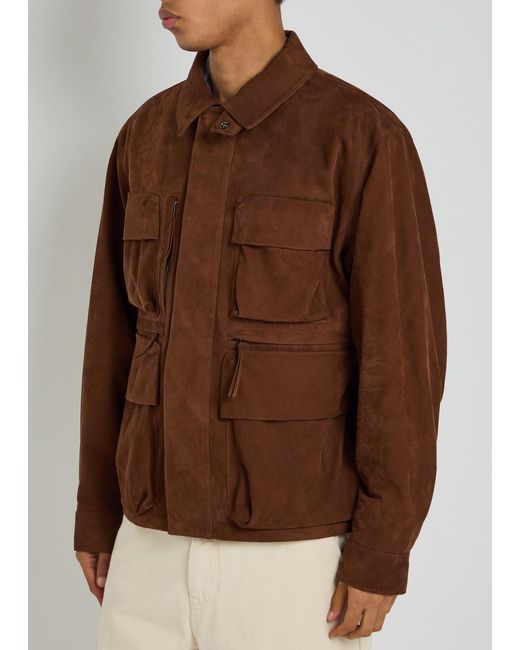 Lemaire Brown Reporter Suede Jacket for men