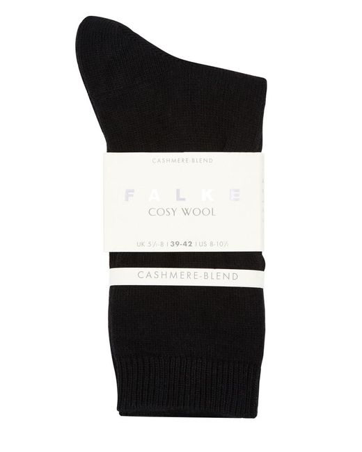 Falke Black Cosy Wool-blend Socks