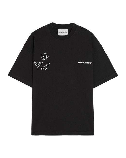 MKI Miyuki-Zoku Black Flight Printed Cotton T-Shirt for men