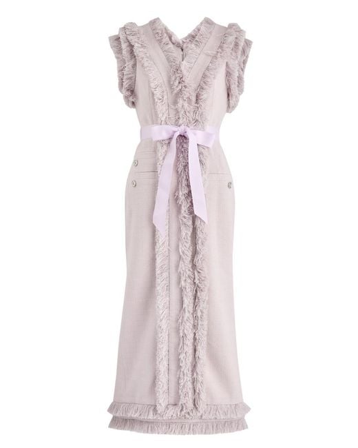 Huishan Zhang Purple Arlo Tweed Midi Dress