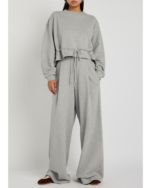 Dries Van Noten Gray Hadium Pleated Wide-Leg Cotton Sweatpants