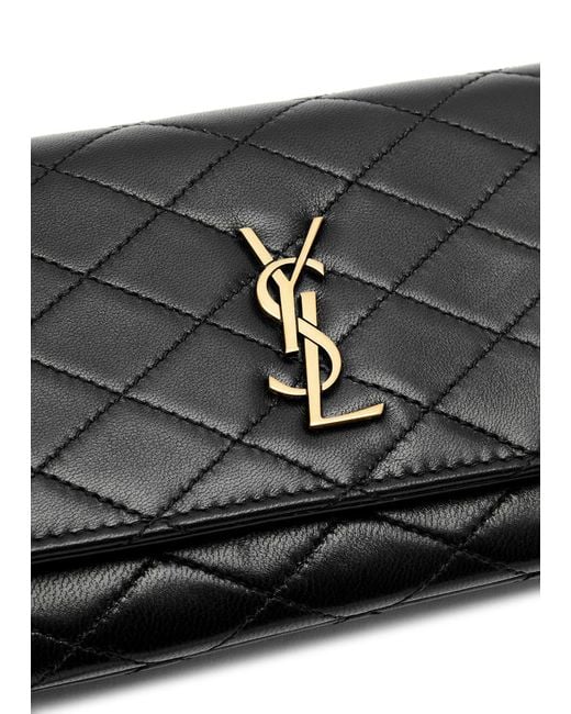 Saint Laurent Black Gaby Quilted Wallet On Chain