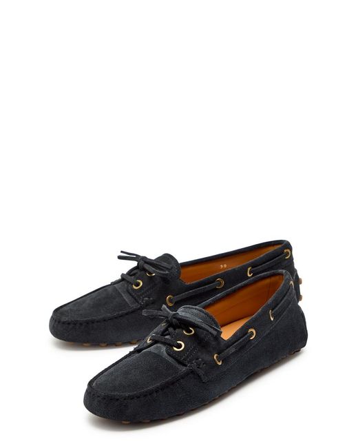 Tod's Black Gommino Suede Loafers