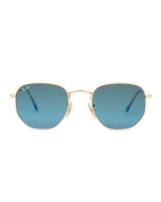 Ray-Ban Blue Tone Oval-Frame Designer Sunglasses, Sunglasses, Lenses, Metal, Transparent Tips, Designer Sunglasses, 100% Uv Protection