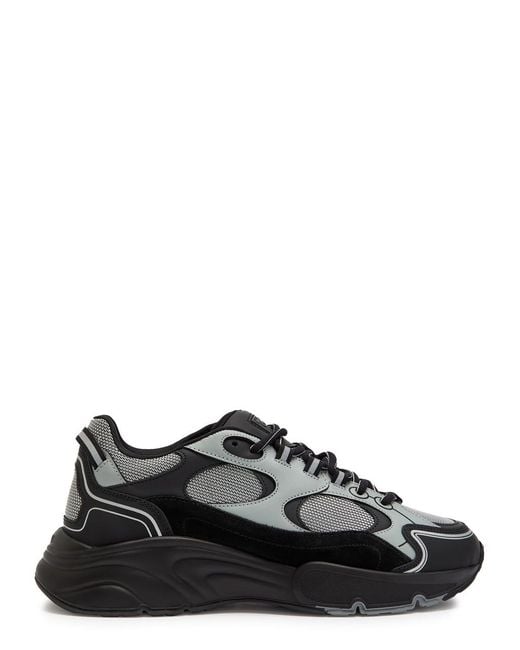 Cleens Black Pulse Runner Panelled Mesh Sneakers for men