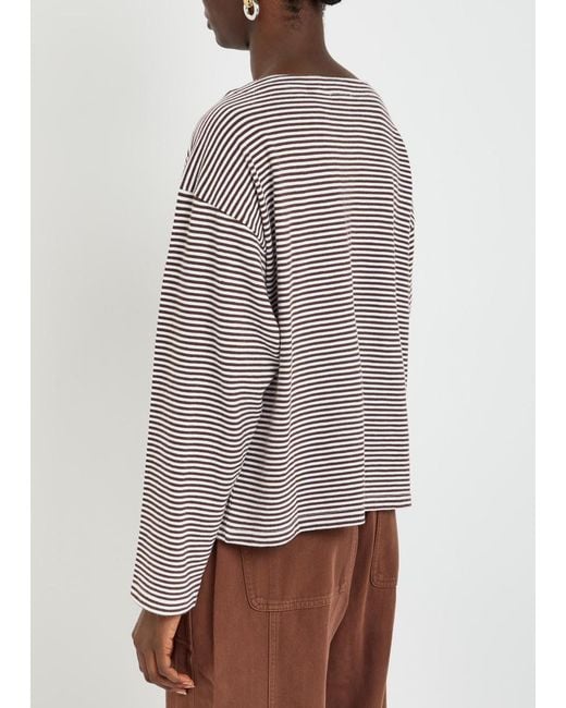 Eileen Fisher Gray Striped Cotton Top