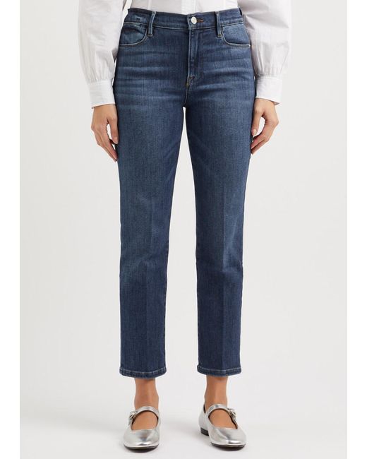 FRAME Blue Le High Straight Cropped Jeans
