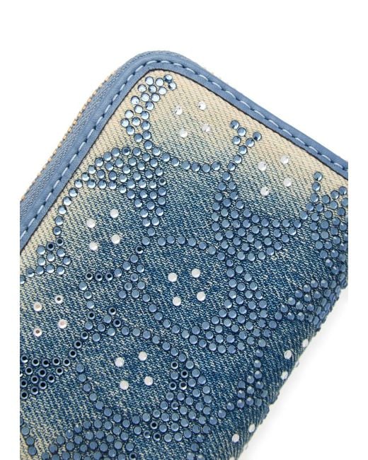 COACH Blue Embellished And Leather Wallet