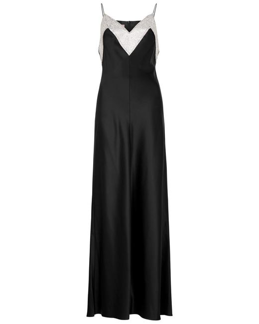 Nue Studio Black Vivienne Crystal-embellished Satin Dress