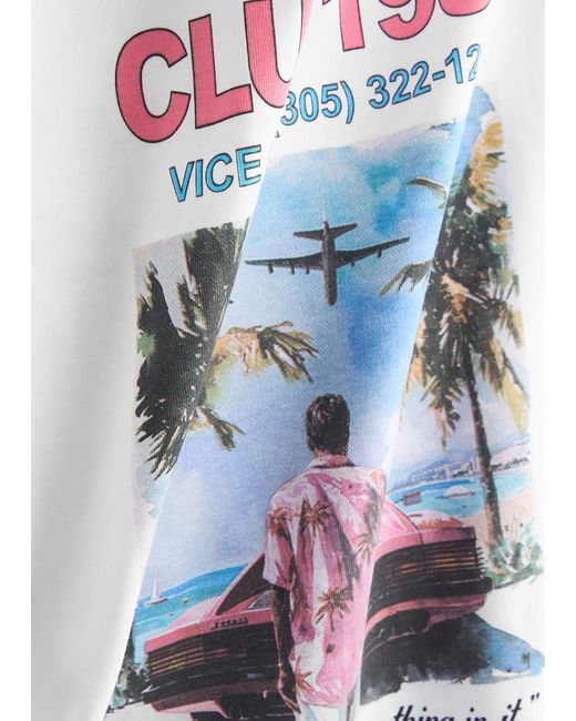 Club 1984 White Live Fast Printed Cotton T-Shirt for men