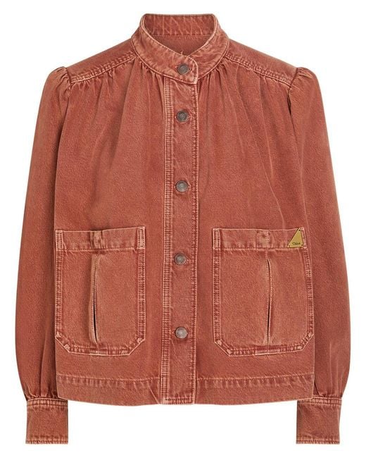 Chloé Orange Gathered Denim Jacket