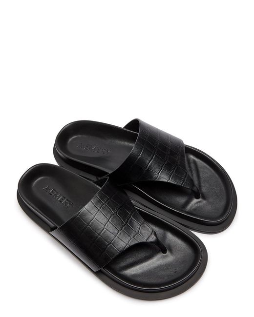 A.Emery Black Imara Suede Flip Flops