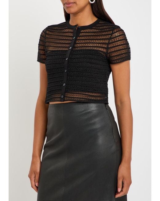 Jonathan Simkhai Black Holli Textured Lace Cropped Top