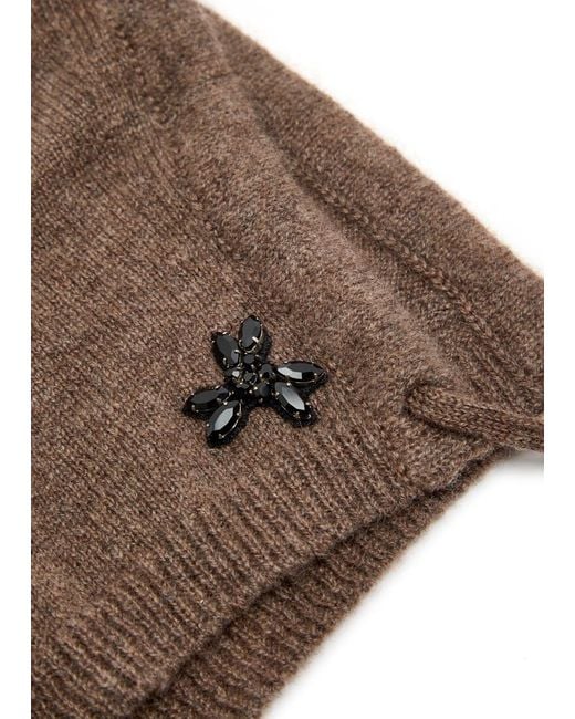 Simone Rocha Black Floral Crystal-Embellished Cashmere Bonnet