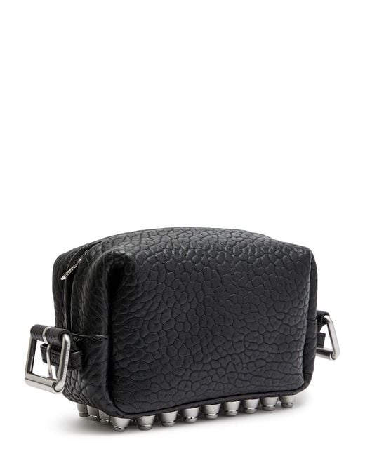 Alexander Wang Black Ricco Crocodile-Effect Leather Shoulder Bag