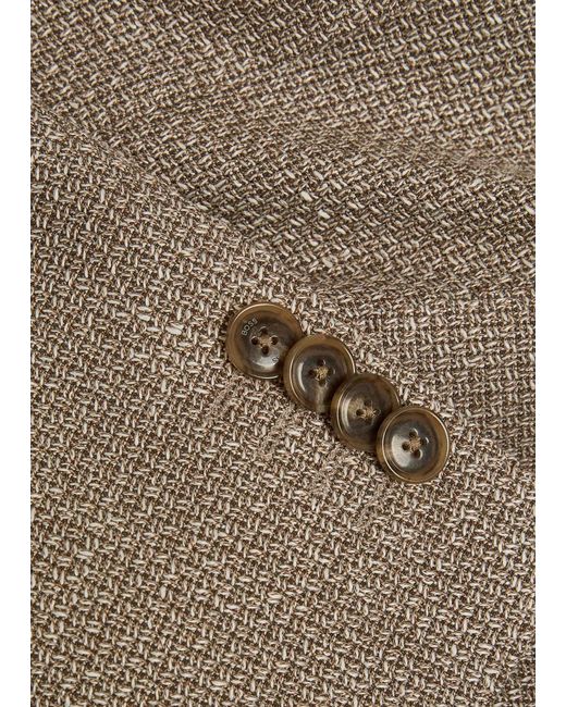 Boss Brown Hutson Wool And Linen-Blend Blazer for men