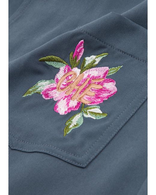 CHE Blue Breeze Logo-Embroidered Twill Shirt for men