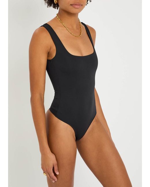 GOOD AMERICAN Black Scuba Modern Tank Stretch-Jersey Bodysuit