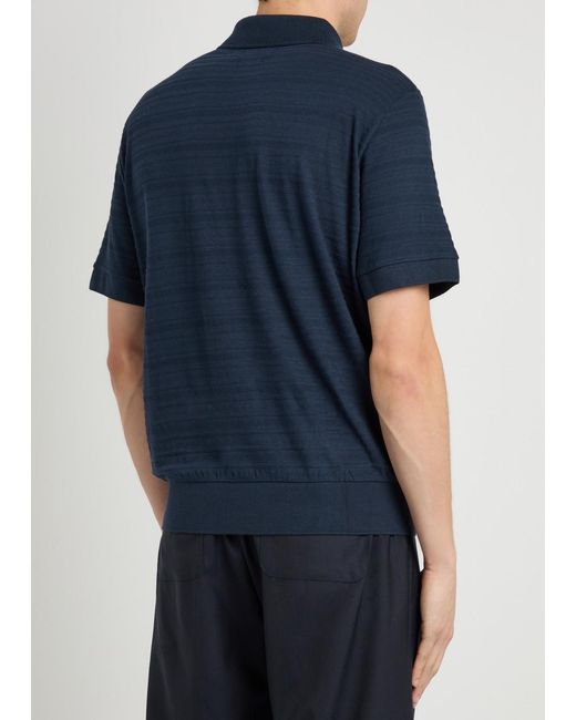 Oliver Spencer Blue Glendale Fine-Knit Polo Shirt for men