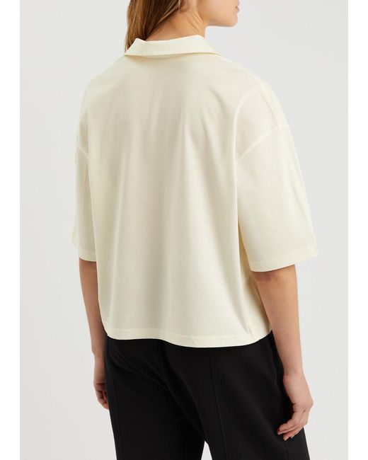Moncler White Panelled Cotton Polo Shirt