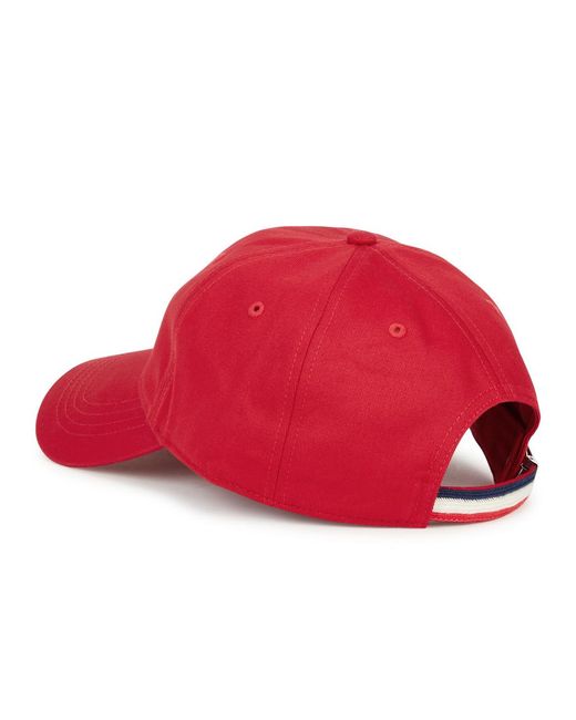 Moncler Red Logo Cotton-twill Cap for men