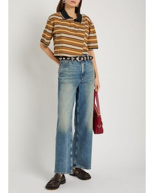 Isabel Marant Multicolor Isalyne Asymmetric Striped Cotton Polo Top